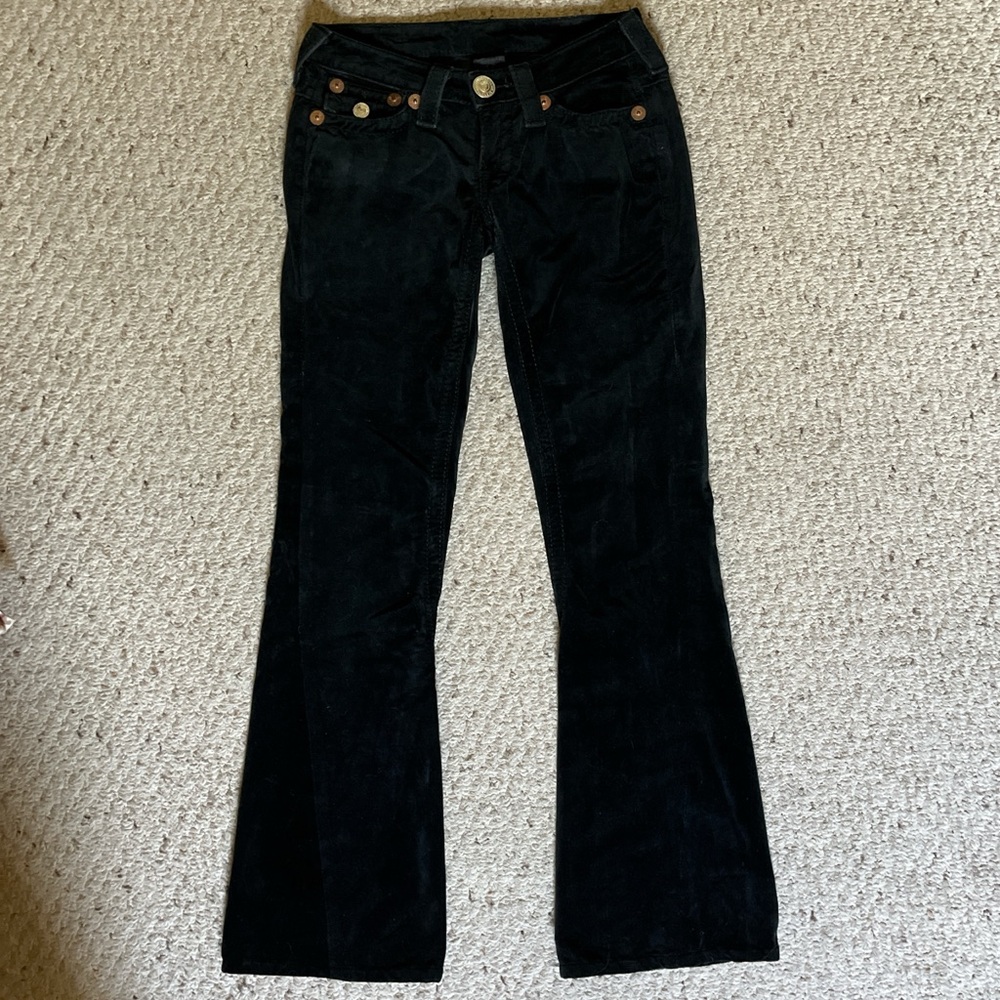 Black Velour/Velvet Bootcut Jeans
